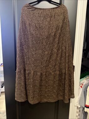 No Boundaries Brown Lace A-Line Maxi Skirt